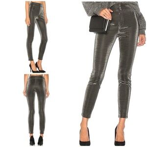 NWT Lovers + Friends × REVOLVE Legs Out Leggings Metallic Silver Blavk Pants M